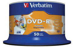 Verbatim DVD-R 16x 4.7GB 50p 43533 cake