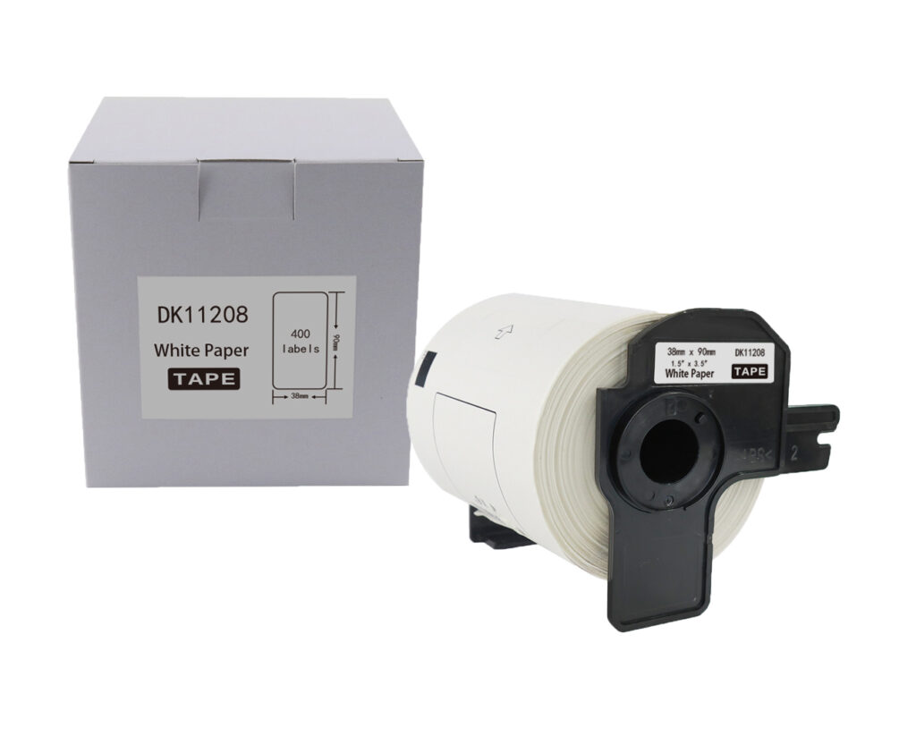 Etykieta BROTHER DK-11208 38mm x 90mm 400 sztuk na rolce, czarny na białym zamiennik
