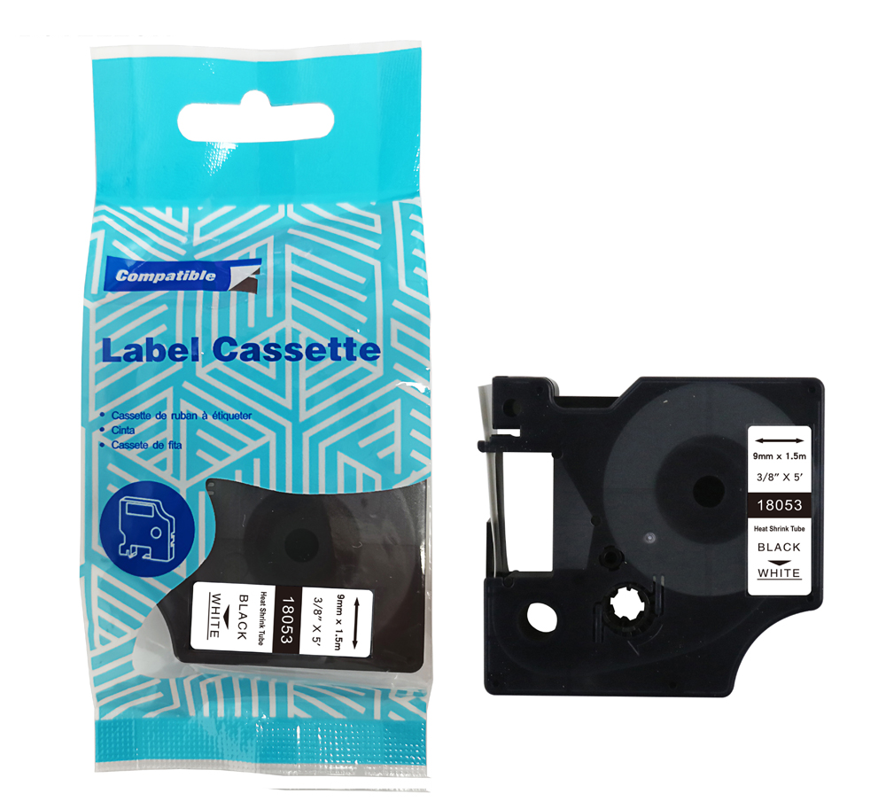 Rurka termokurczliwa DYMO D1 18053 9mm x 1.5m czarny na białym zamiennik S0718280