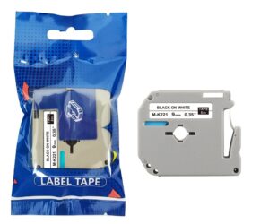 Taśma BROTHER M-K221 9mm x 8m czarny na białym zamiennik
