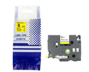 Taśma BROTHER TZe-FX651 24mm x 8m czarny na żółtym zamiennik