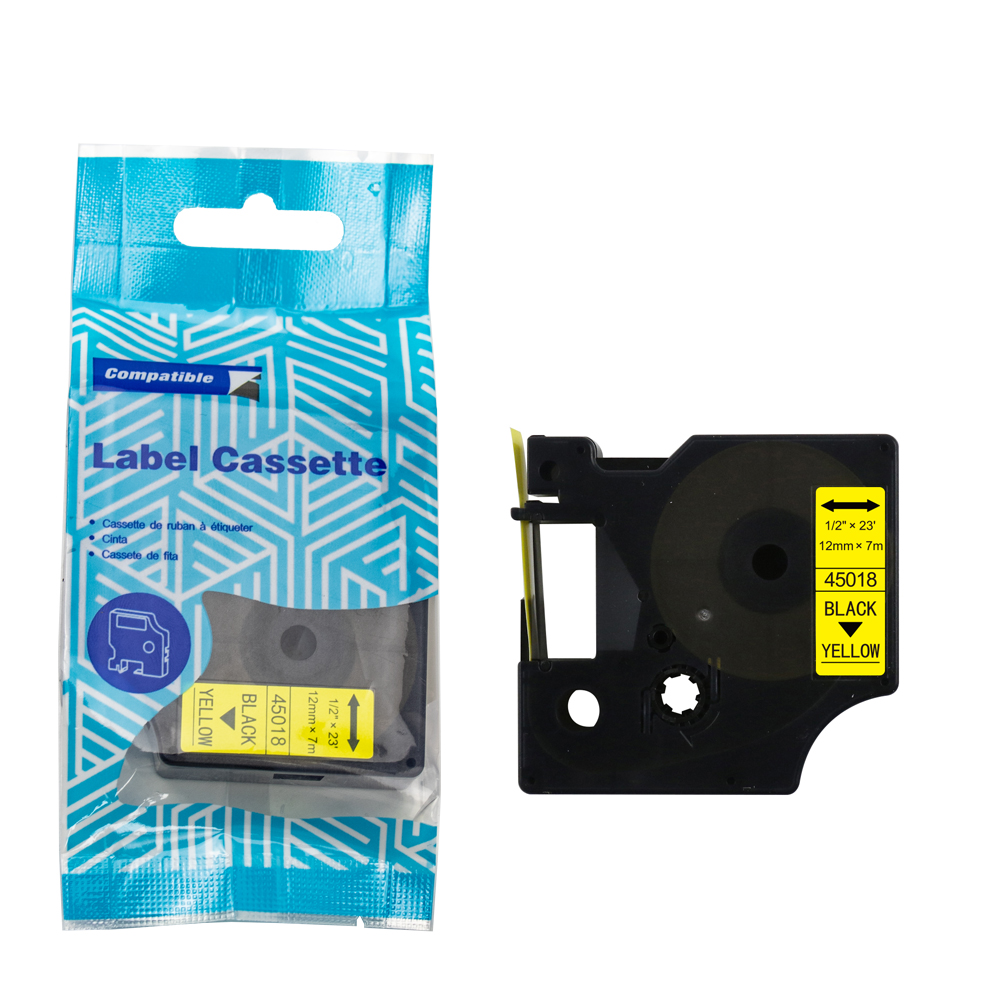 Taśma DYMO D1 45018 12mm x 7m S0720580 czarny na żółtym zamiennik