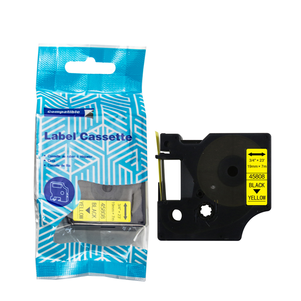 Taśma DYMO D1 45808 19mm x 7m S0720880 czarny na żółtym zamiennik