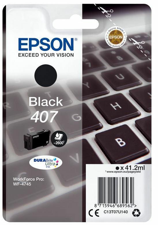 Epson Tusz WF-4745 C13T07U140 Bk 407XL 2600 stron  41.2 ml