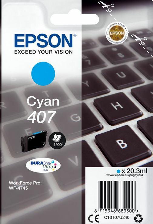 Epson Tusz WF-4745 C13T07U240 Cyan 407XL 1900 stron  20.3ml